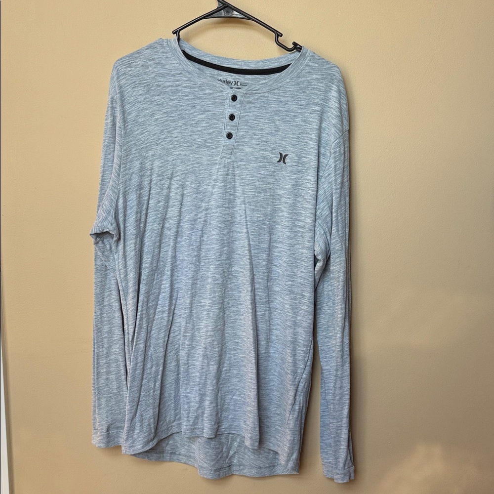 Hurley Men's Light Gray Long Sleeve Henley